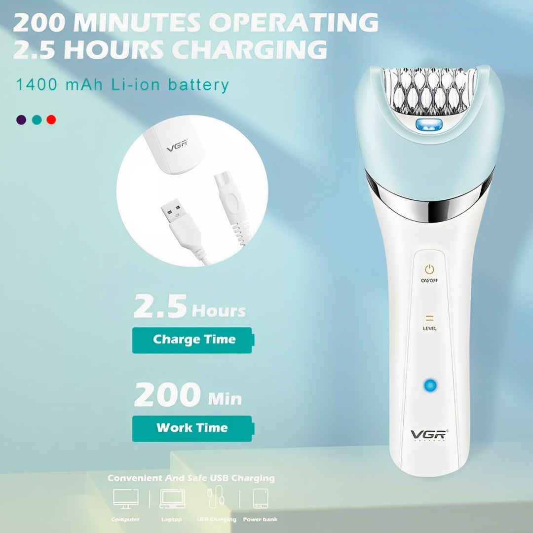 VGR V-703 Rechargeable Epilator – Premium Hair Removal Technology for Flawless, Silky Skin